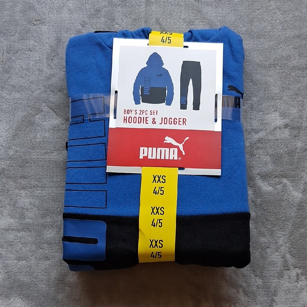 Puma Boys' Blue and Black Hoodie & Jogger Set